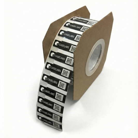 Roll of on metal RFID labels with unique barcodes